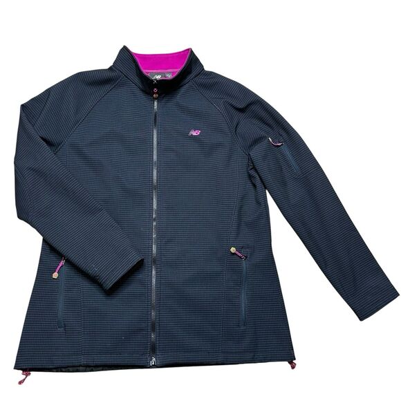 New Balance Women's Soft Shell Fleece Lined Jacket XL Black Checkered - Picture 1 of 11